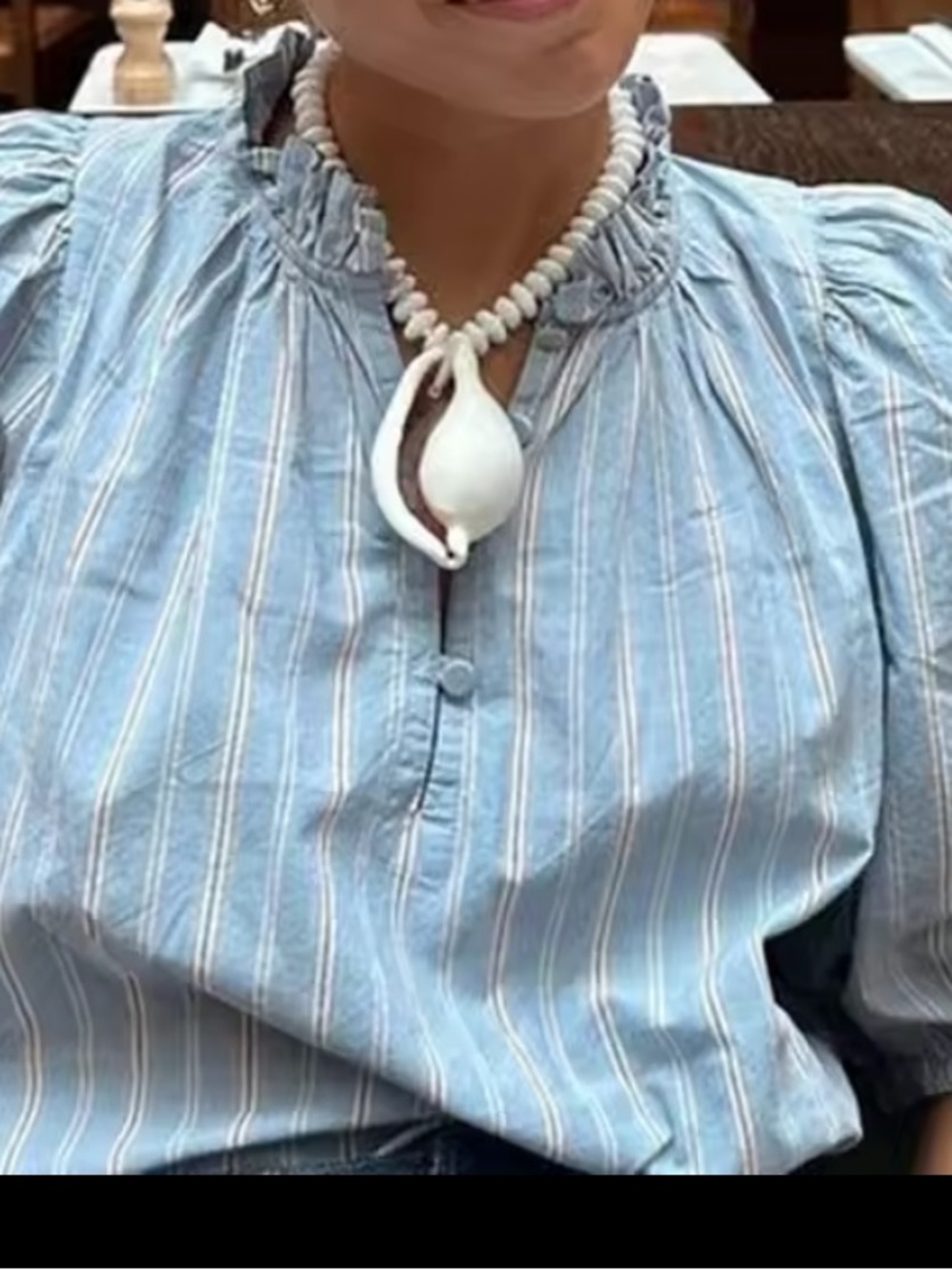 Brand White Beaded Necklace with Giant Shell